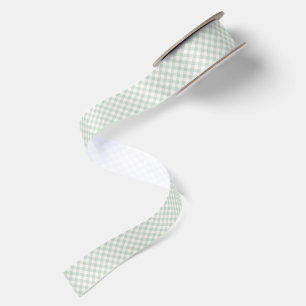 Frühling Retro Gingham Gedämpfter Salbei Satinband