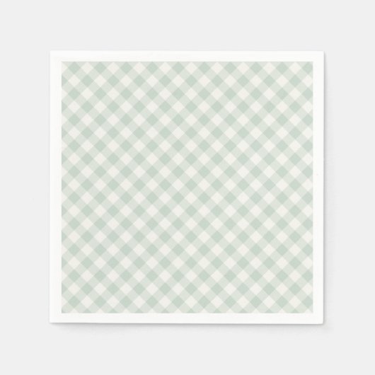 Frühling Retro Gingham | Gedämpfter Salbei Serviette (Vorderseite)