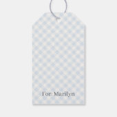 Frühling Retro Gingham | Puderblau Geschenkanhänger (Rückseite)