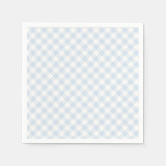 Frühling Retro Gingham | Puderblau Serviette (Vorderseite)