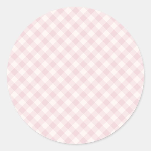 Frühling Retro Gingham | Sanftes Rosa Runder Aufkleber (Vorderseite)