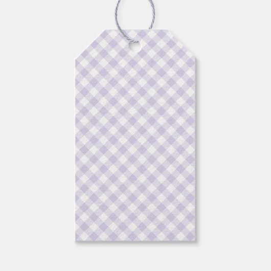 Frühling Retro Gingham | Staubiges Lavendel Geschenkanhänger (Vorderseite)