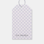 Frühling Retro Gingham | Staubiges Lavendel Geschenkanhänger (Rückseite)