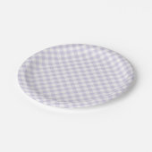 Frühling Retro Gingham | Staubiges Lavendel Pappteller (Schrägansicht)