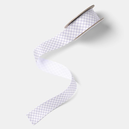 Frühling Retro Gingham | Staubiges Lavendel Satinband (Rückseite)