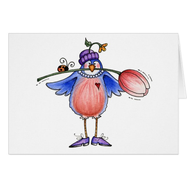 Frühling Robin - Karte (Vorderseite (Horizontal))