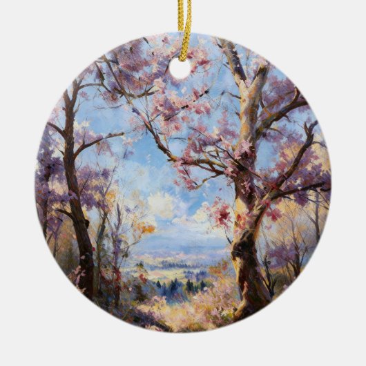 Frühling Rosa Baumschmuck Keramik Ornament (Vorne)