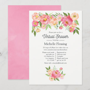 Frühling Rosa Floral Mädchen Virtuelle Babyparty Einladung