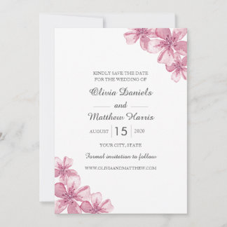 Frühling rosa Kirschblüte. Florale Hochzeit Save The Date