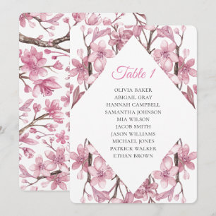 Frühling Rosa Kirschblüte. Hochzeit Sitzordnung Einladung