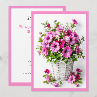 Frühling Rosa Petunien Personalisieren Party Einladung