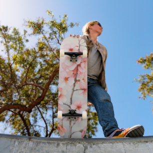 Frühling Rosa Sakura-Zweig Skateboard