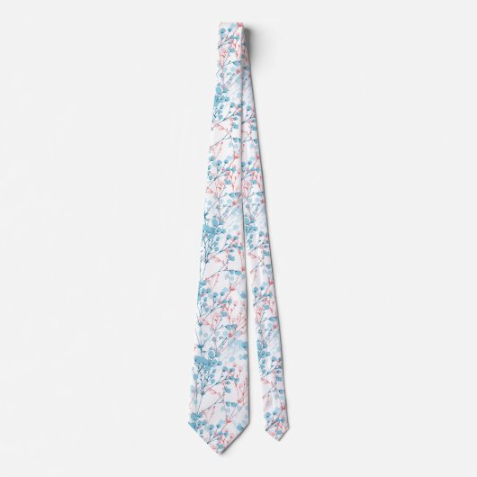Frühling Rosa und Blau Blumenmuster Krawatte (Vorderseite)