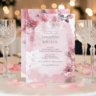 Frühling Rosa und Weiße Florale Hochzeitseinladung Einladung