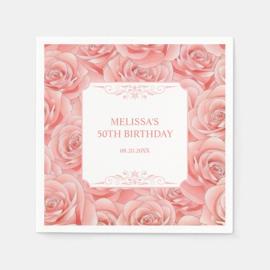 Frühling Roses Blossom Floral Geburtstag Serviette (Vorderseite)