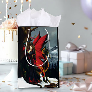 Frühling Rot Fee Drache Mutter Natur Fantasie Mittlere Geschenktüte