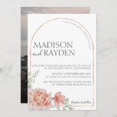 Frühling Rustikal Rosa Blütenrosa Bläschen mit Fot Einladung (Vorne/Hinten)