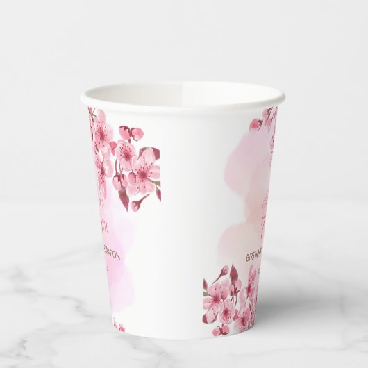 Frühling Sakura Cherry Blossom Pink Cream Geburtst Pappbecher (Links)