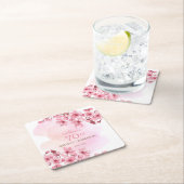 Frühling Sakura Cherry Blossom Pink Cream Geburtst Rechteckiger Pappuntersetzer (Vor Ort)