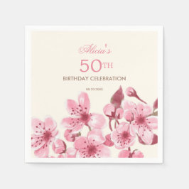 Frühling Sakura Cherry Blossom Pink Cream Geburtst Serviette