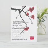 Frühling Sakura Oriental Zen Xi Hochzeit Einladung (Stehend Vorderseite)