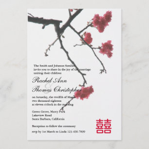 Frühling Sakura Oriental Zen Xi Hochzeit Einladung