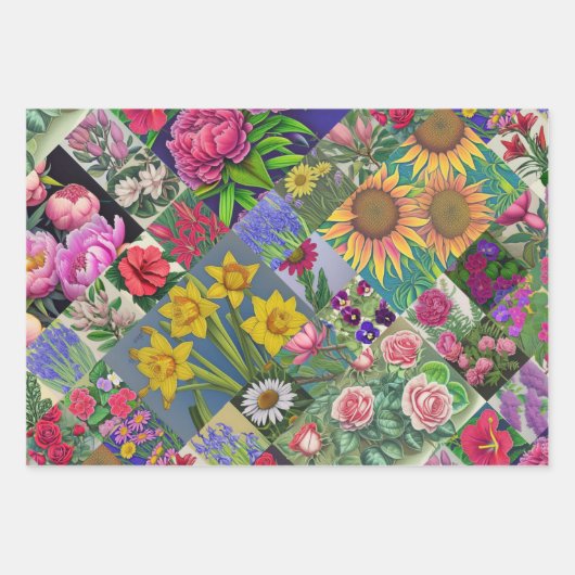 Frühling Set, Melange Paisley und Fleuresse Geschenkpapier Set (Vorderseite)