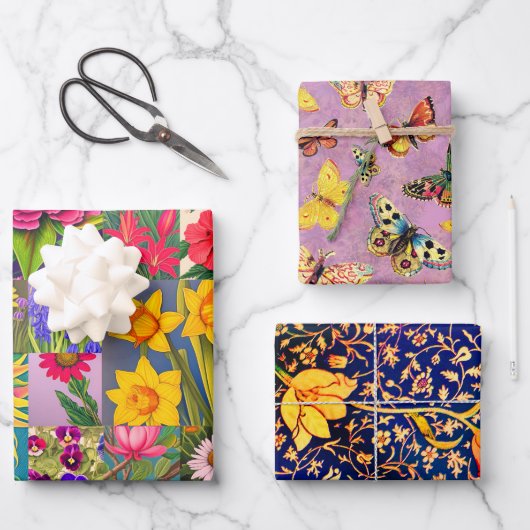 Frühling Set, Schmetterlinge, Emilia Floral Geschenkpapier Set (Vorderseite)