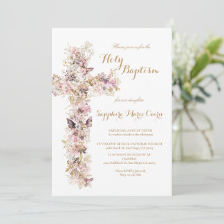 Frühling Sommer Floral Aquarell Taufeinladung Einladung