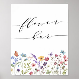 Frühling Sommer Floral Brautparty Blumenbar Plakat