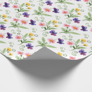 Frühling Sommer Gelb Pink Lila Blume Wasserfarbe Geschenkpapier