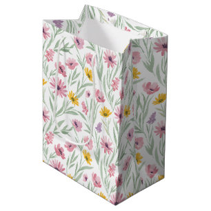 Frühling Sommer Gelb Pink Lila Floral Wasserfarbe Mittlere Geschenktüte