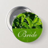 Frühling, Sommer grün Blätter Braut Hochzeit Button (Vorne & Hinten)