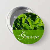 Frühling, Sommer grün Blätter Bräutigam Hochzeit Button (Vorne & Hinten)