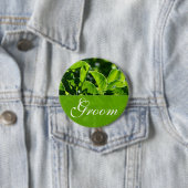 Frühling, Sommer grün Blätter Bräutigam Hochzeit Button (Beispiel)