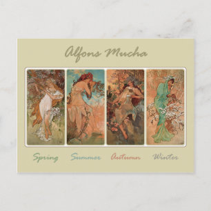 Frühling Sommer Herbst Winter von Mucha Postkarte