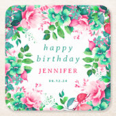 Frühling Sommer Wasserfarbe Blumenfreuden Geburtst Rechteckiger Pappuntersetzer (Vorderseite)
