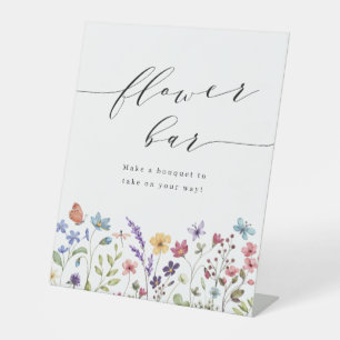Frühling Sommer Wildblumen Blumen Bar Brautparty Sockelschild