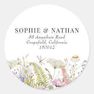 Frühling Sommer Wildblumen Hochzeit Runde Aufklebe Runder Aufkleber