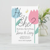 Frühling Tulips Pink Blue Gender Offenbarung Er od Einladung (Stehend Vorderseite)