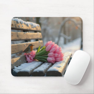 Frühling Tulips und Robin Mousepad