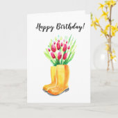 Frühling Tulpe Geburtstagskarte. Karte (Gelbe Blume)