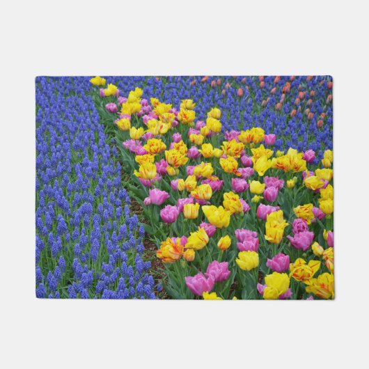 Frühling Tulpen und Bluebells Fußmatte (Vorderseite)