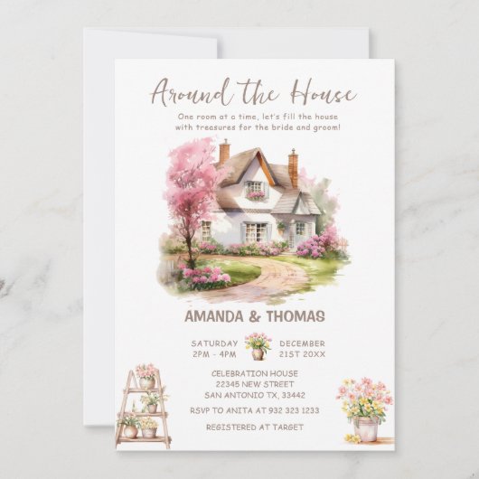 Frühling um das House Couples Brautparty Einladung (Vorderseite)