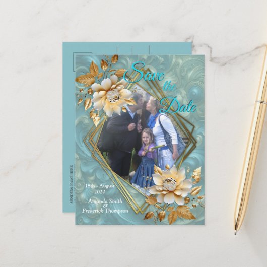 Frühling und Sommer blühen Florals Ankündigungspostkarte (Vorderseite/Rückseite Beispiel)