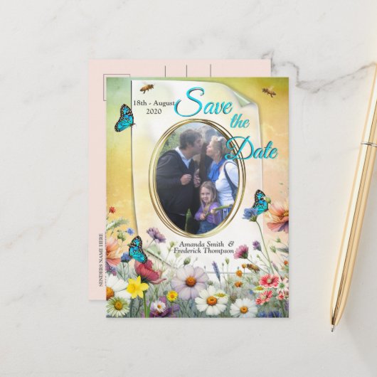 Frühling und Sommer blühen Florals Ankündigungspostkarte (Vorderseite/Rückseite Beispiel)