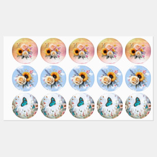 Frühling und Sommer blühen Florals Etiketten