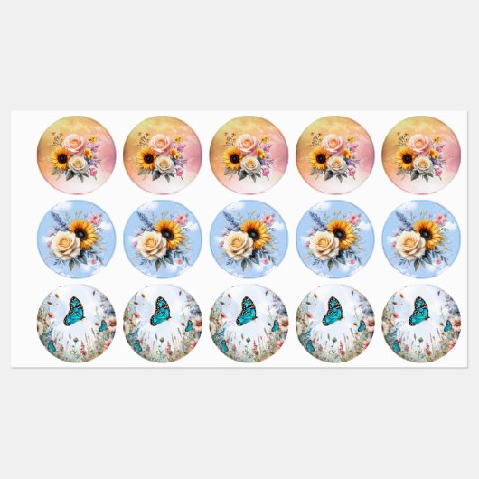 Frühling und Sommer blühen Florals Etiketten (Blatt)