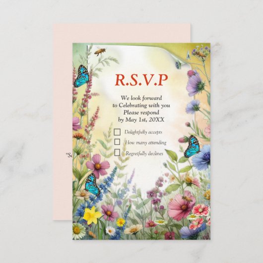 Frühling und Sommer blühen Florals RSVP Karte (Vorne/Hinten)