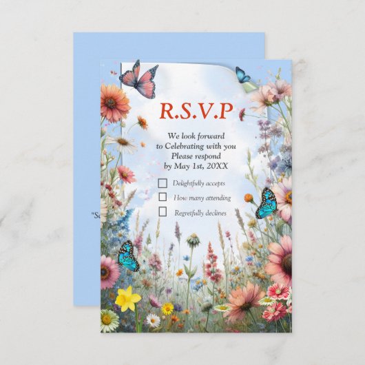 Frühling und Sommer blühen Florals RSVP Karte (Vorne/Hinten)